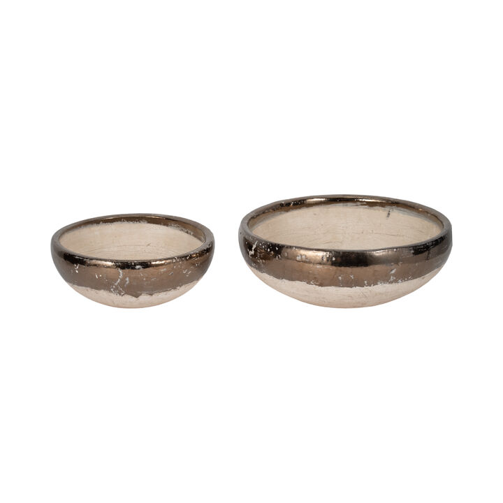 Gold Rim Terracotta Bowls set