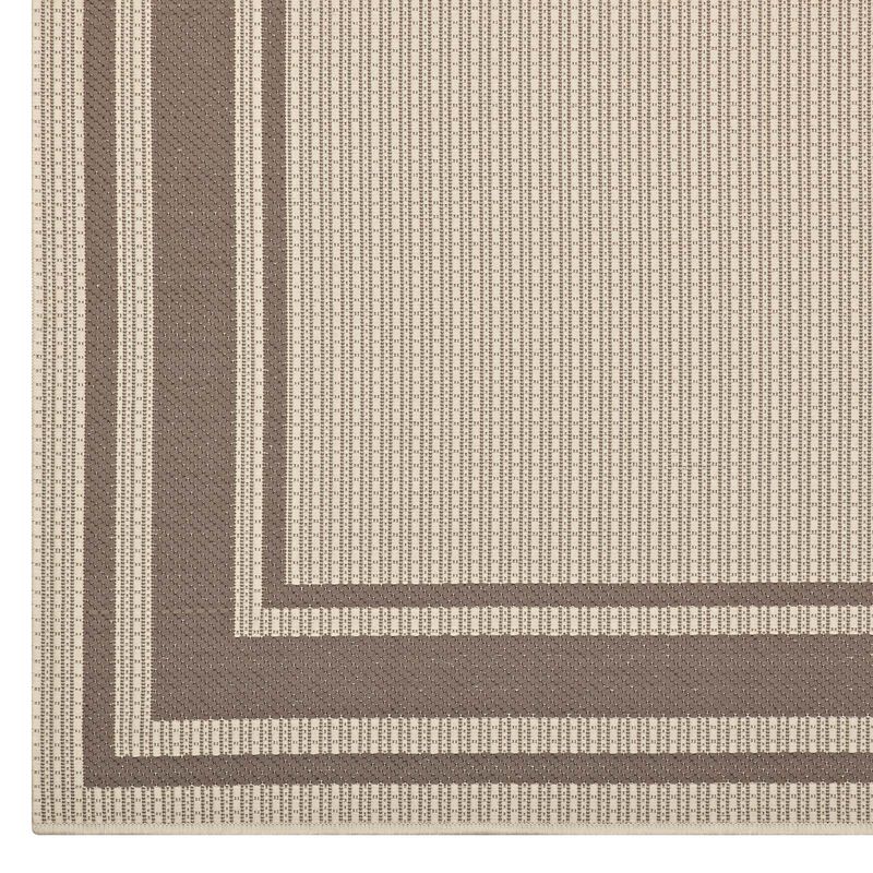 Rim Solid Border 8x10 Indoor and Outdoor Area Rug - Light and Dark Beige