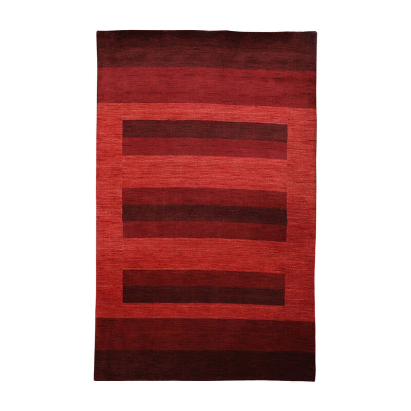 RUGSOTIC CARPETS HAND KNOTTED LOOM WOOL ECO-FRIENDLY AREA RUGS  - 8'x10', Rectangle, Rust Color, Contemporary Modern Design, High Pile Thick Handmade Anti Skid Rugs for Living Room (L0B904)