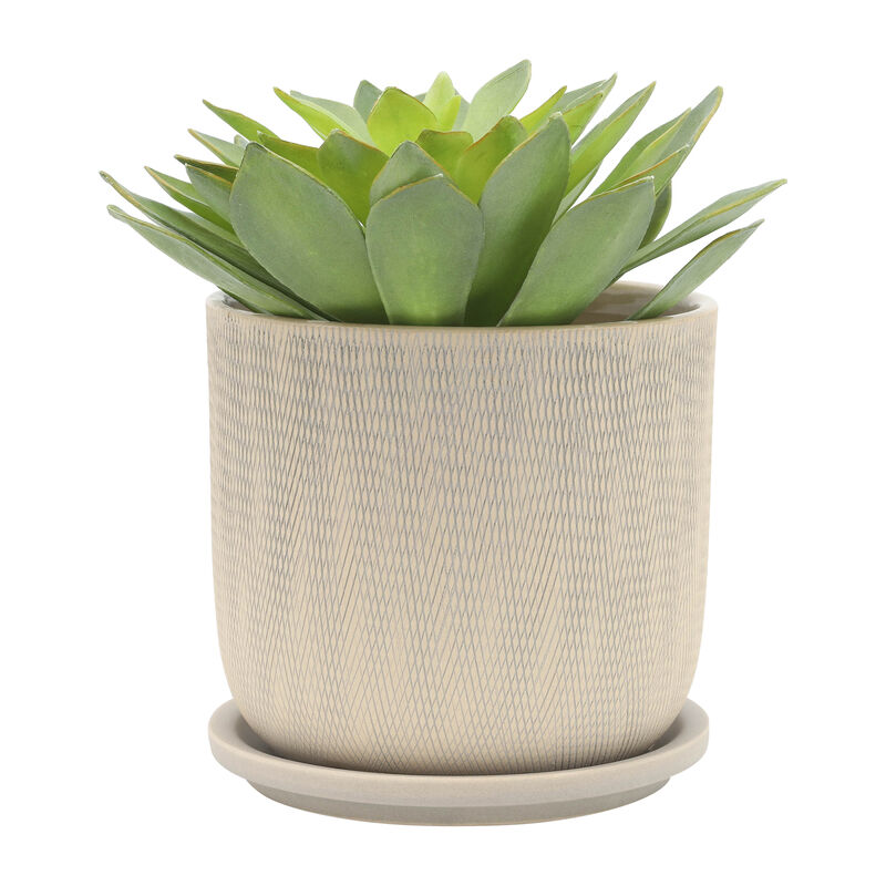 Mesh Planter with Saucer, Sage