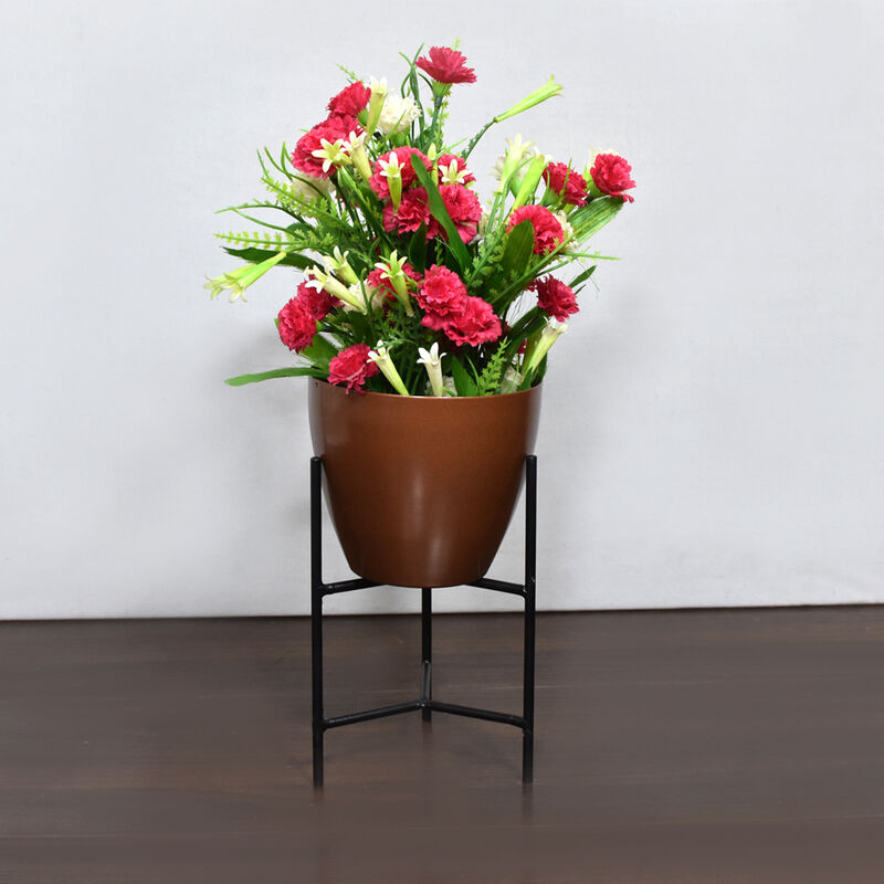 Handmade 100% Iron Round Modern Silver Coated Color 8.2 x 4.8 x 4.8 Inches Planters Pot 1002 BBH Homes