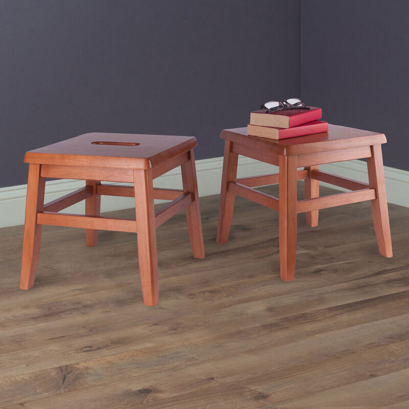 Winsome Kaya 2-Pc Conductor Stool Set, Teak