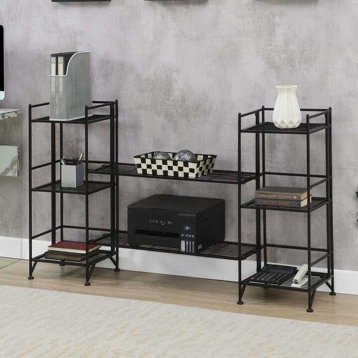 Convenience Concepts Xtra Storage 3 Tier Folding Metal Shelves with Set of 2 Deluxe Extension Shelves