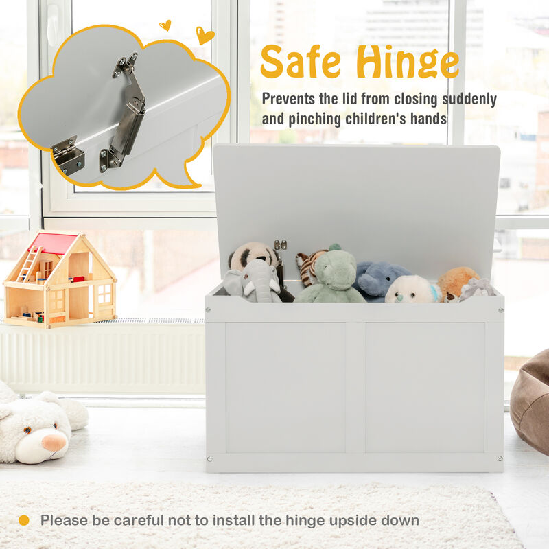 Safety Hinge Wooden Chest Organizer Toy Storage Box