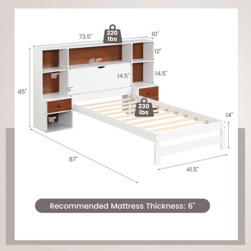 Hivvago Bed Frame with Storage Headboard and Nightstands