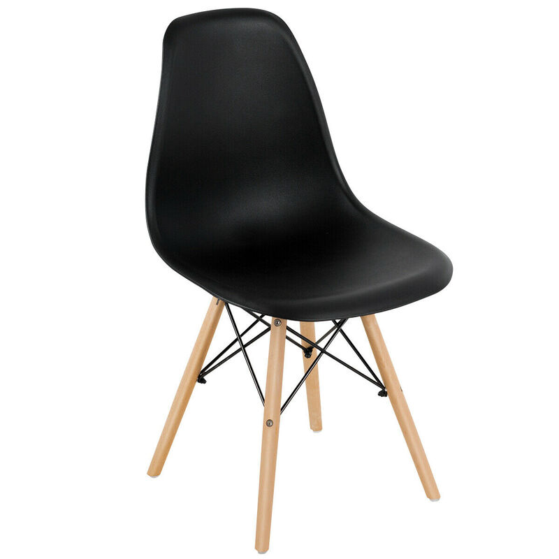 Costway Set of 4 Modern Dining Side Chair Armless Home Office w/ Wood Legs White
