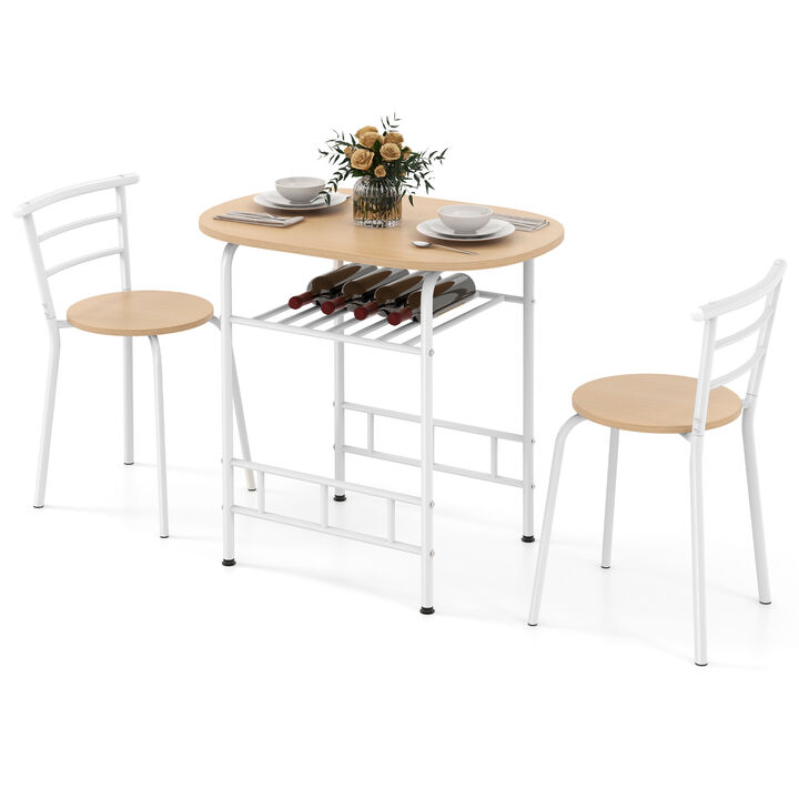 3 Pieces Home Kitchen Bistro Pub Dining Table 2 Chairs Set