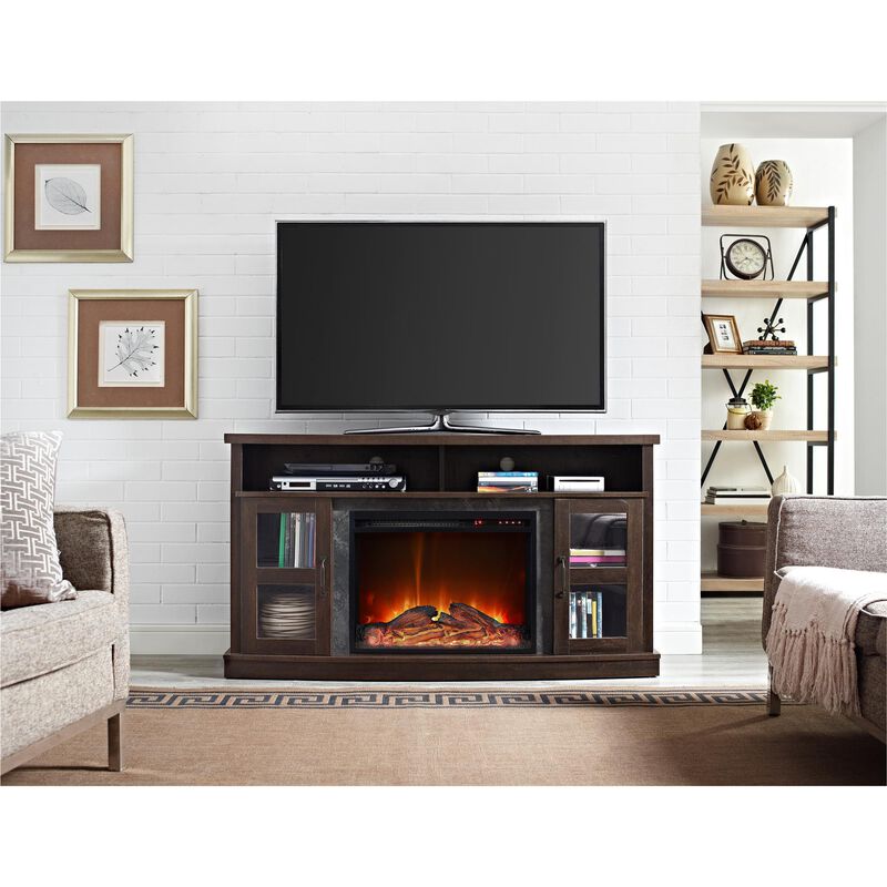 Barrow Creek Fireplace Space Heater Console with Glass Doors for TVs up to 60"