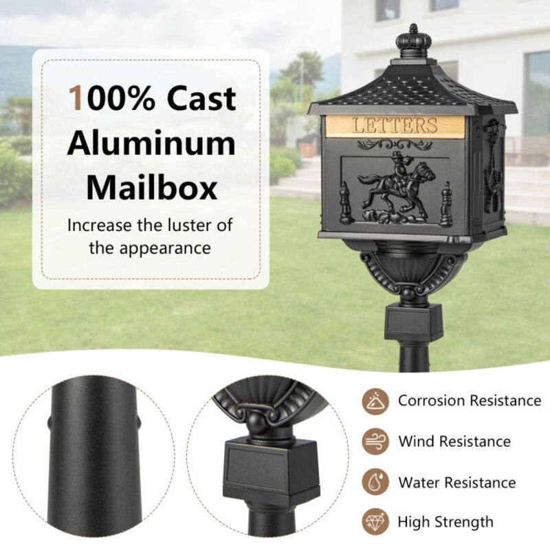 Hivvago Retro Cast Aluminum Mailbox Security Postal Letter Box with Baffle Door