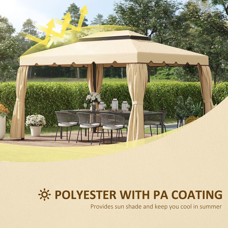 White Gazebo Cover: 12.8' x 9.5' Replacement Canopy with Double Vented Roof
