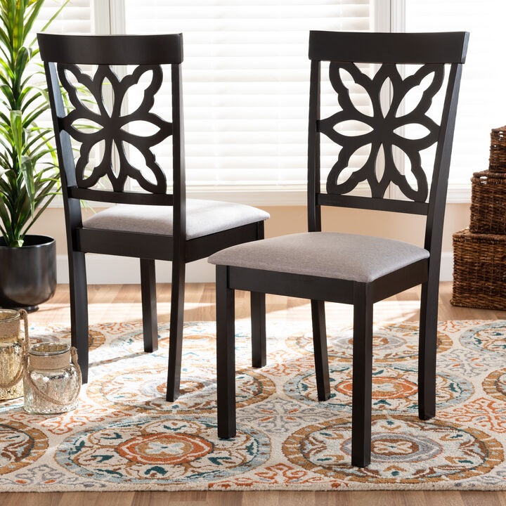 Baxton Studio Samwell Modern Grey Fabric Upholstered Wood 2 Piece Dining Chair Set