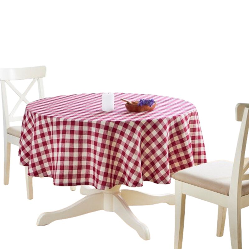 Solino Home 100% Pure Linen Round Tablecloth |Morgan Check