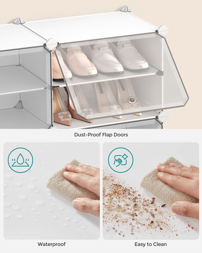 4-Cube Plastic Shoe Rack with Doors for Compact and Organized Storage