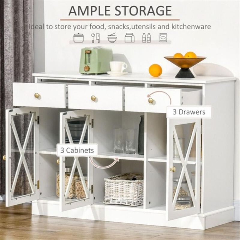 Modern Kitchen Sideboard Buffet Cabinet with Storage Shelves & Drawers