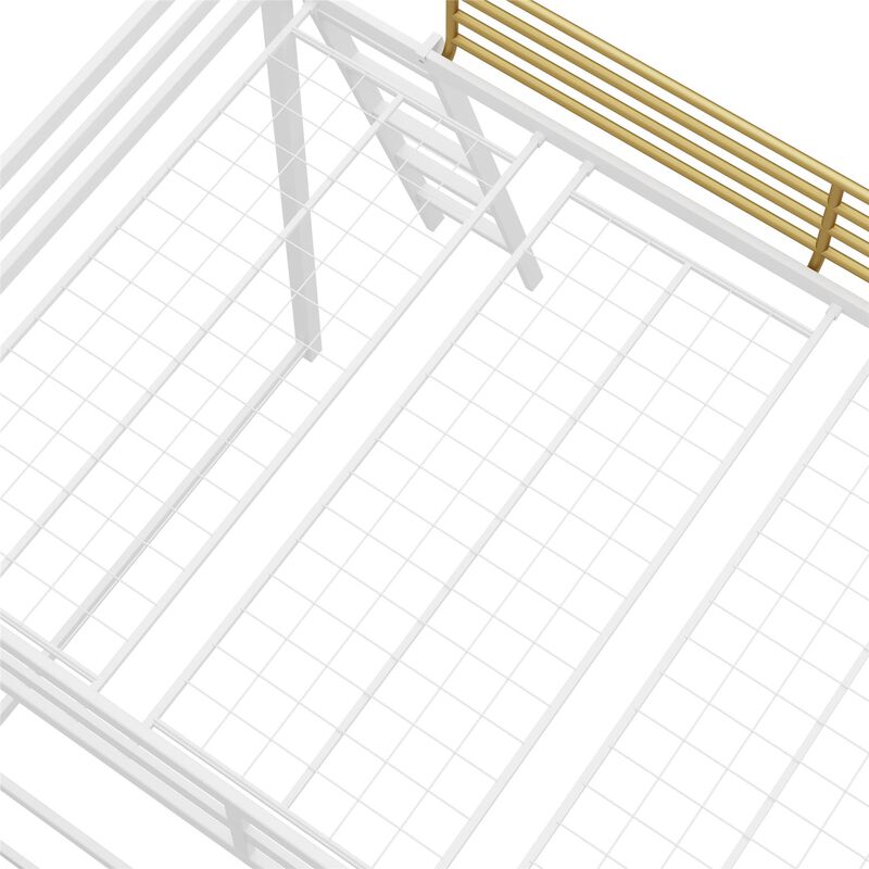 Haven Full Loft Bed, White and Gold