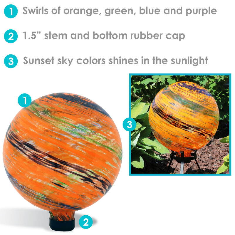 Sunnydaze Sunset Sky Glass Gazing Globe - 10 in