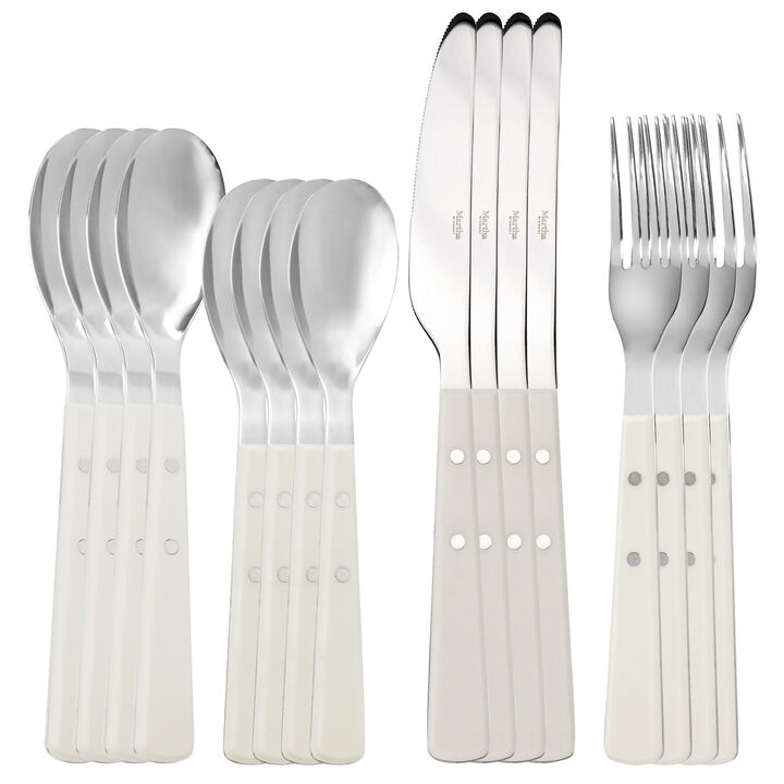 Martha Stewart Garden Cottage 16 Piece Stainless Steel Flatware Set in Cream Martha Stewart Garden Cottage 16 Piece Stainless Steel Flatware Set in Cream