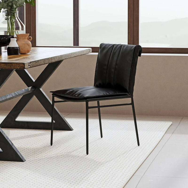 Mayer Jet Black Leather Dining Chair