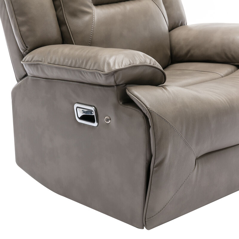 360° Swivel and Rocking Home Theater Recliner Manual Recliner Chair with a LED Light Strip for Living Room,Bedroom, Black