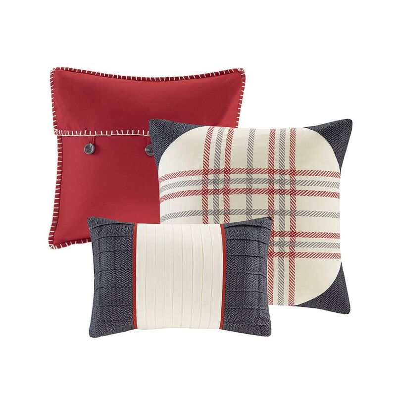 Gracie Mills Nanette 6 Piece Printed Herringbone Quilt Set with Throw Pillows