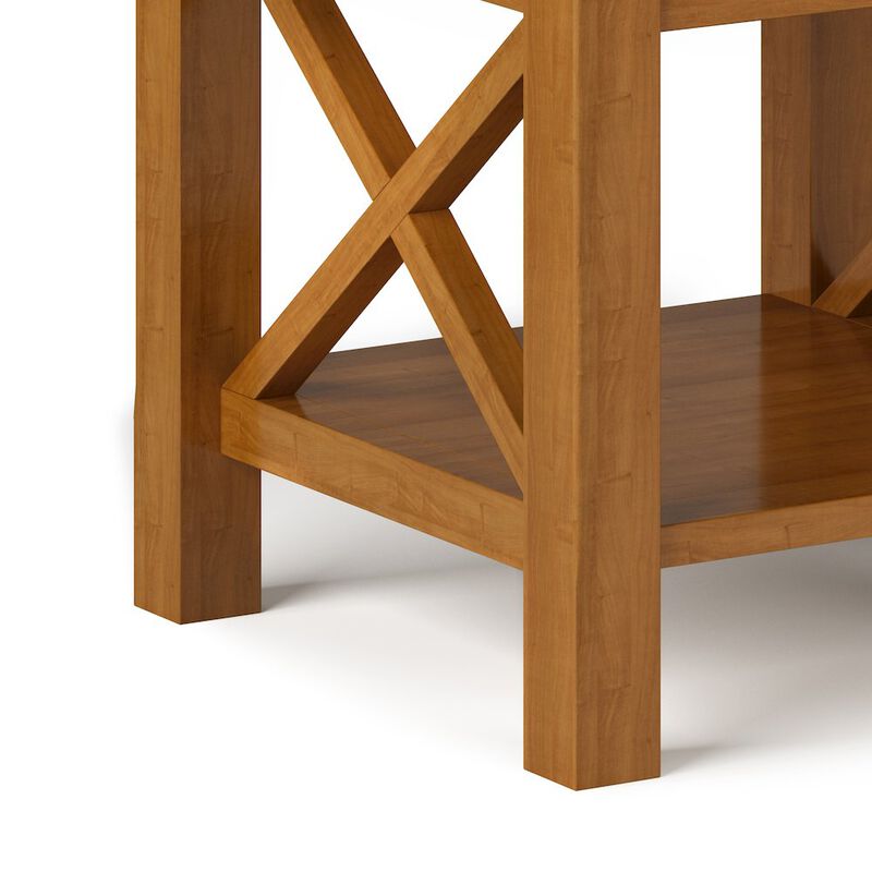 Simpli Home Kitchener Solid Wood End Table In Light Golden Brown