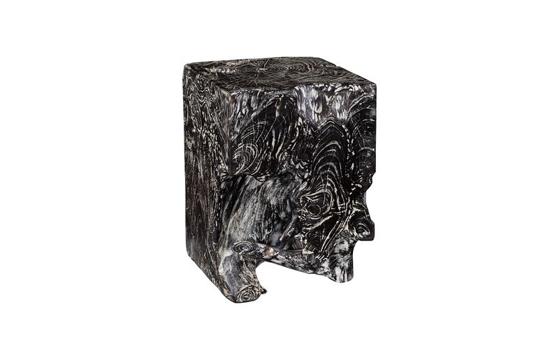 Black Wash Square Stool