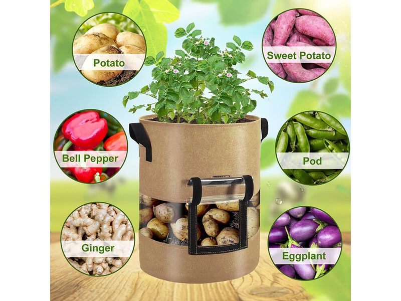 Florelf Visible Potato Grow Bags 10 Gallon with Flap 3-Pack
