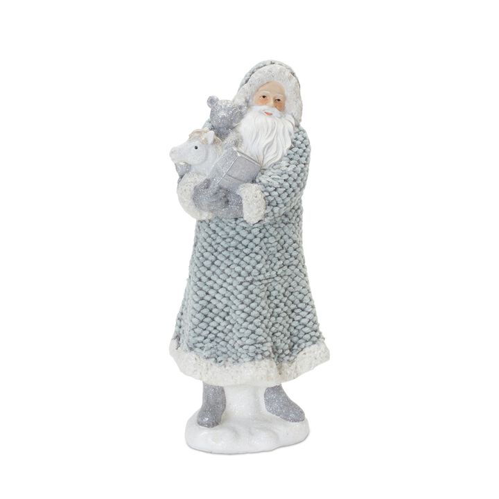 Resin Santa Figurines Set of 2 for Holiday Home Decor