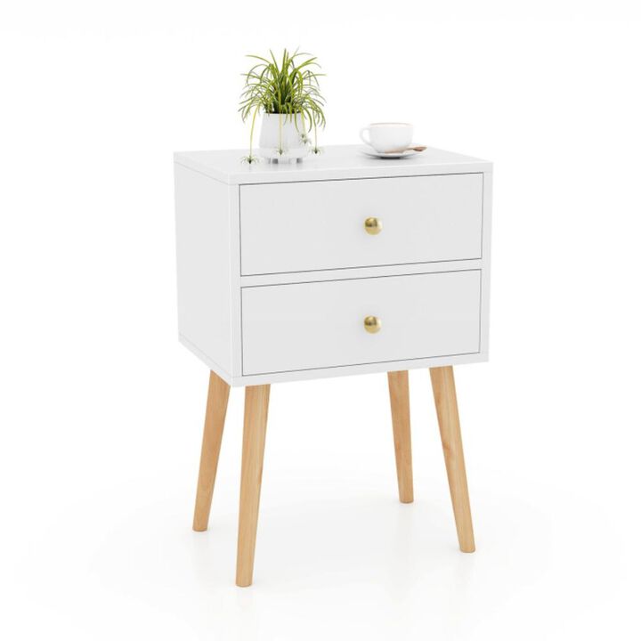 Hivvago Mid Century Modern 2 Drawers Nightstand in Natural