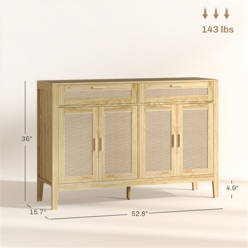 Freestanding Kitchen Storage Cabinet with Doors and Adjustable Shelves