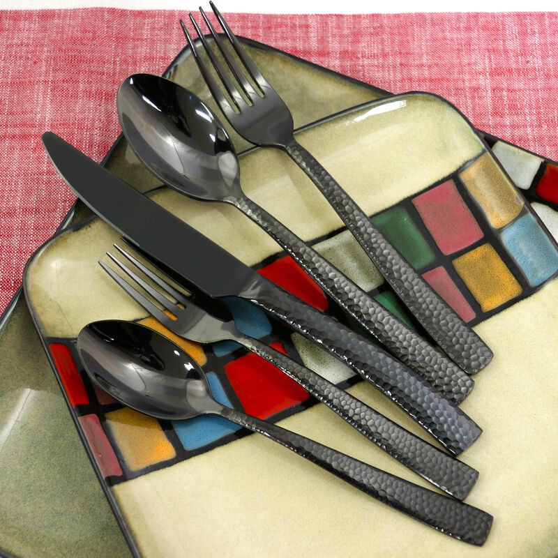 Gibson Elite Stonehenge 20 Piece Flatware Set in Black