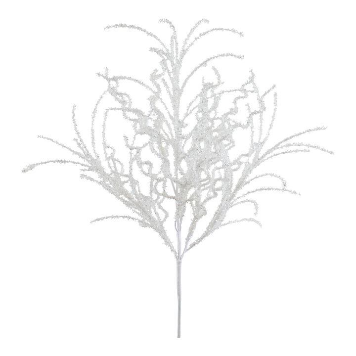 White Glitter Twig Bush for Winter and Holiday Décor (Set of 6)