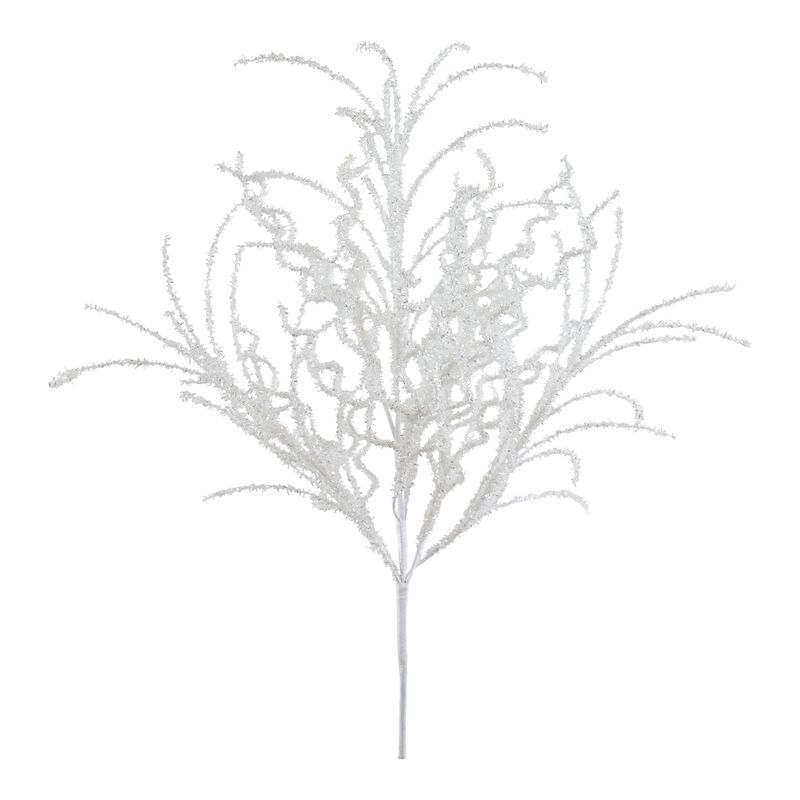 White Glitter Twig Bush for Winter and Holiday Décor (Set of 6)