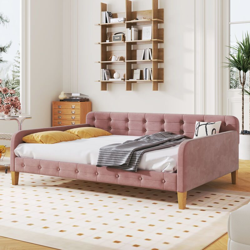 Merax Modern Upholstered Daybed with 4 Support Legs