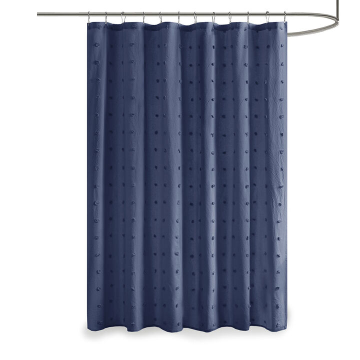 Gracie Mills Mikel Cotton Yarn Dyed Jacquard Pom Pom Shower Curtain