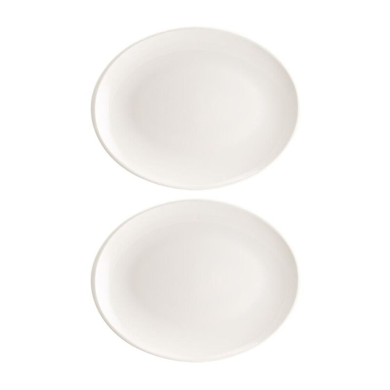 Moove 12.25" x 9.5" x h:1" Oval Warm White Porcelain Platter (Set of 2)
