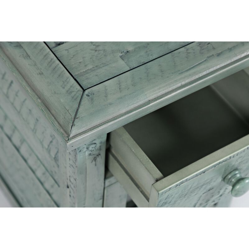 Jofran Inc. Rustic Shores Farmhouse USB Charging End Table with Storage, Surfside