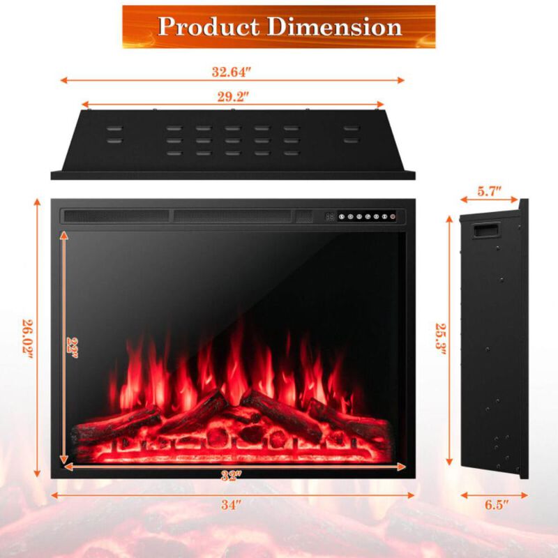Hivvago 34/37 Inch Electric Fireplace Recessed with Adjustable Flames 34 inches
