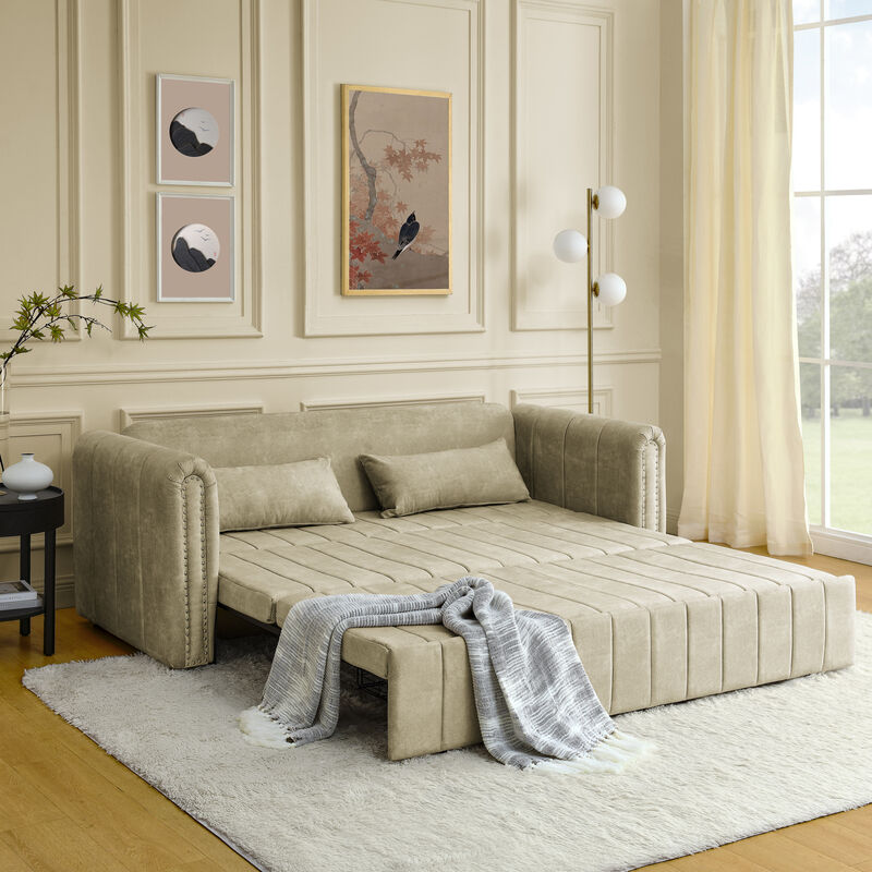 Merax Convertible Futon 3 Seats Sofa Bed with Two Drawers