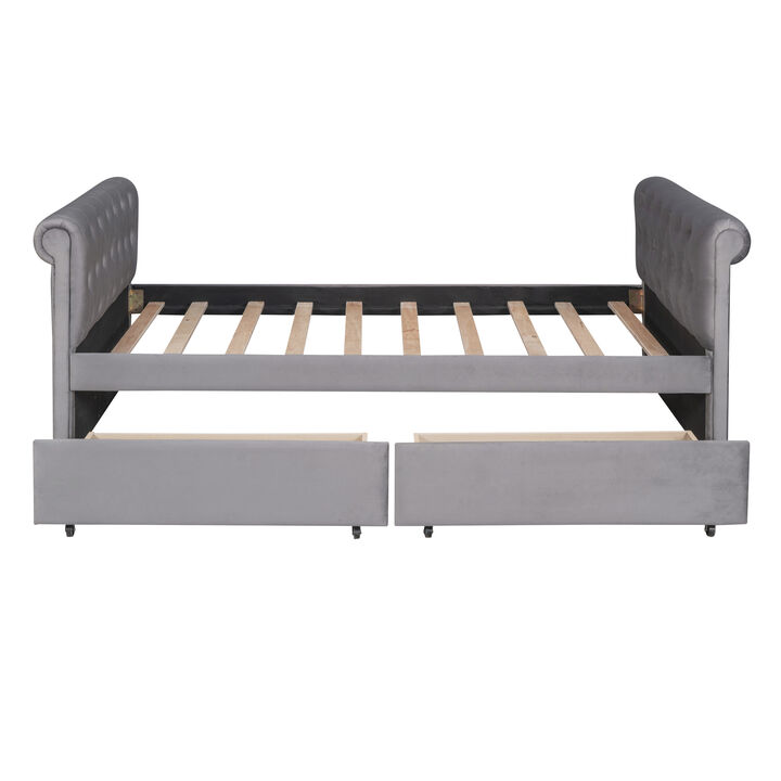 Merax Upholstered Daybed Bed with Drawers