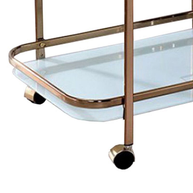 Tiana Contemporary Serving Cart In Champagne Finish - Benzara