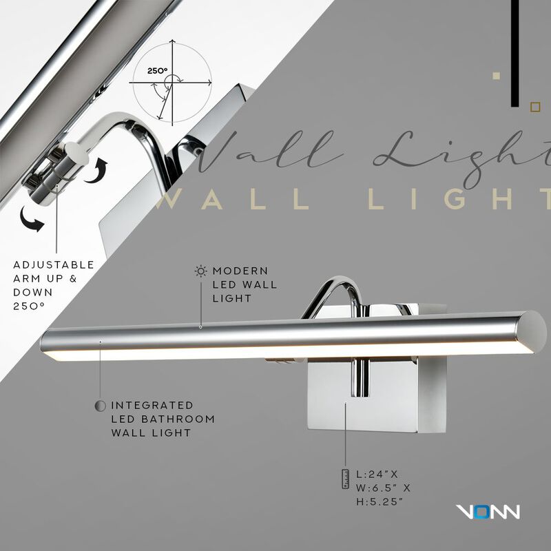 VONN Lighting Integrated LED Bathroom Wall Lighting Fixture in Polished Chrome