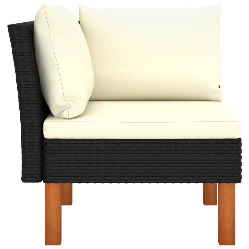 vidaXL 3 Piece Garden Lounge Set Poly Rattan and Solid Eucalyptus Wood