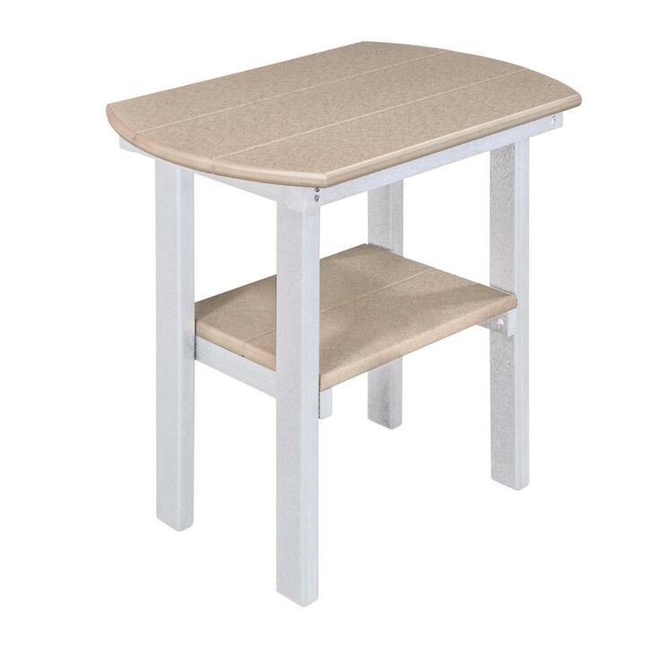 OS Home and Office Model 525WWWT Oval End Table in Weatherwood with a White Base, Made in the USA