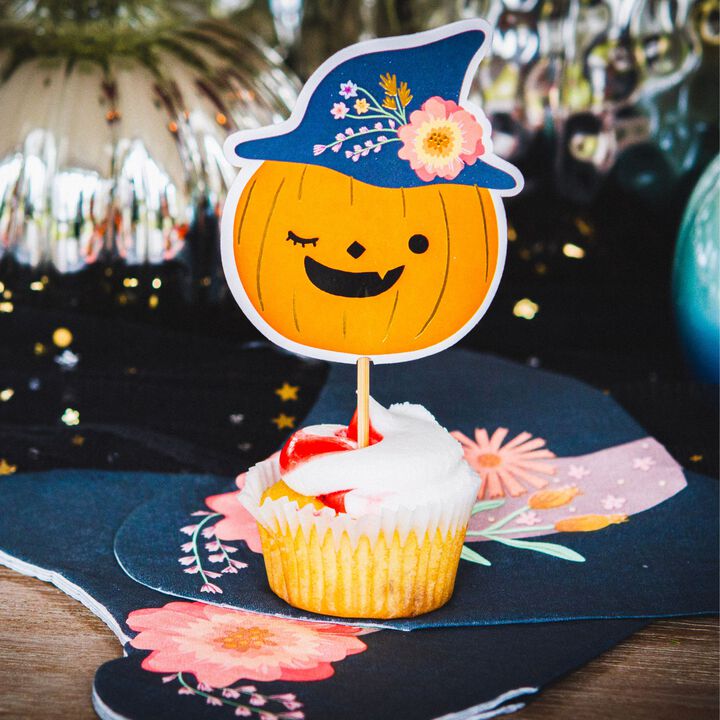 Ma Fete Halloween Cake And Cupcake Paper  Pumpkin Toppers  Party Decorations (16)