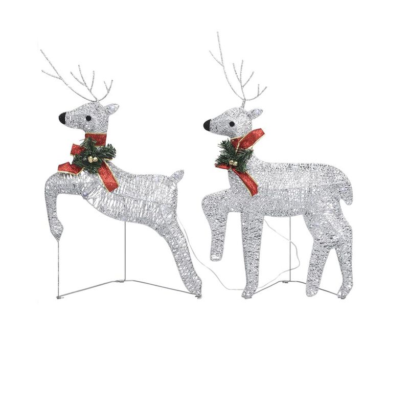 Outdoor 40 LED Light Reindeer Christmas Decoration Set of 2, Metal - Benzara