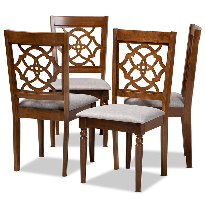 Baxton Studio Lylah Modern Grey Fabric Upholstered 4 Piece Dining Chair Set