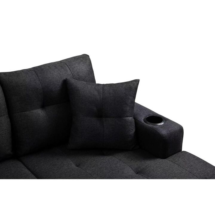 Mega Right Sectional Sofa With Footrest, Convertible Corner Sofa With Armrest Storage, Living Room