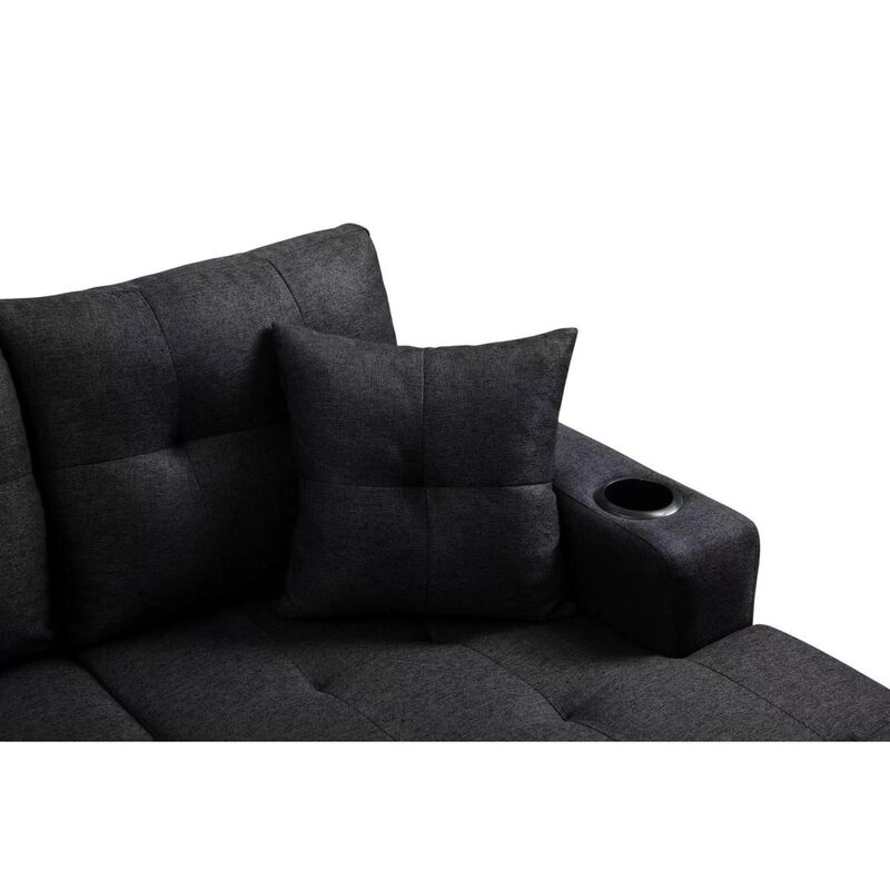 Mega Right Sectional Sofa With Footrest, Convertible Corner Sofa With Armrest Storage, Living Room