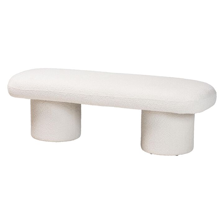 Baxton Studio Laria Modern White Teddy Bear Fabric Accent Bench